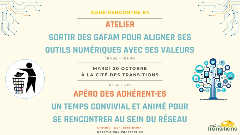 Adhé.rencontre #4 - Atelier "Sortir des GAFAM" et Apéro des adhérent.es